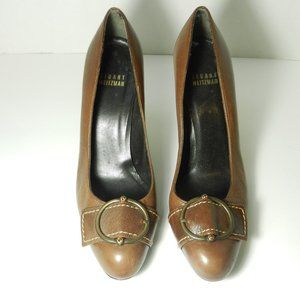 Stuart Weitzman: Brown Leather Buckle Pumps Sz 6.5